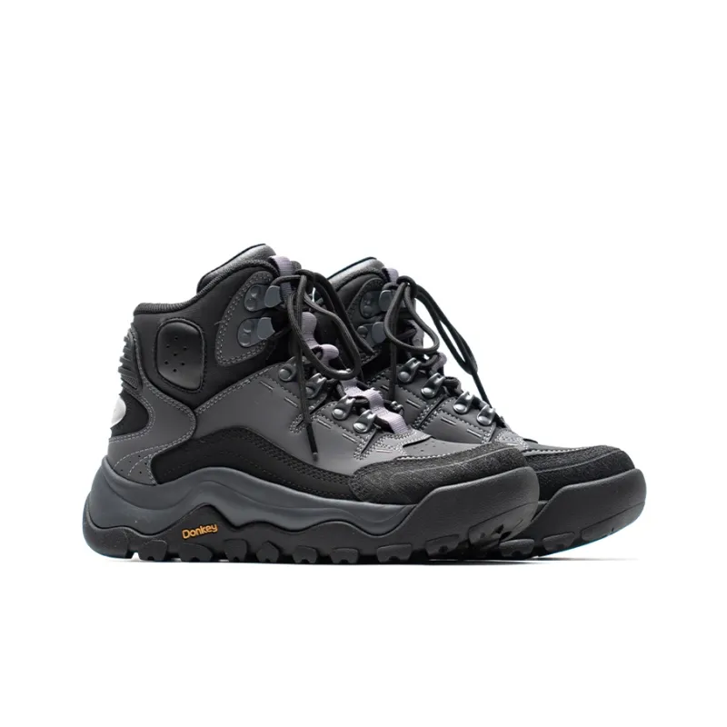 Mule Donkey Height Increasing Warmth High Top Casual Shoes Unisex Black-2