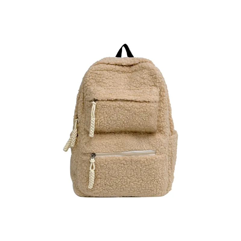 UNITE STAR Sherpa High End Christmas Atmosphere Backpack Unisex Orange Red Plaid Multicolor-27