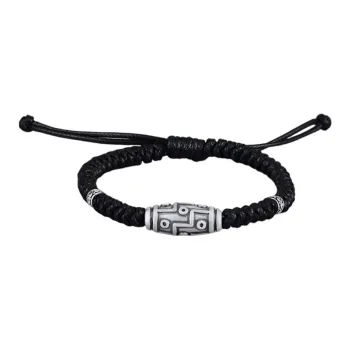 Sanpowa 999 Fine Silver, Wax Cord Bracelets Men's