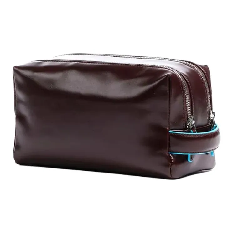 PIQUADRO Leather Clutch, Makeup Bag, Toiletry Bag Regular Unisex Chestnut-2