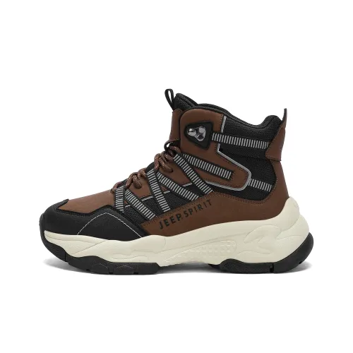 JEEP SPIRIT Warm Wear Resistant Cushioning Height Increasing Slip Resistant Coverage Short Snow Air Men's Brown