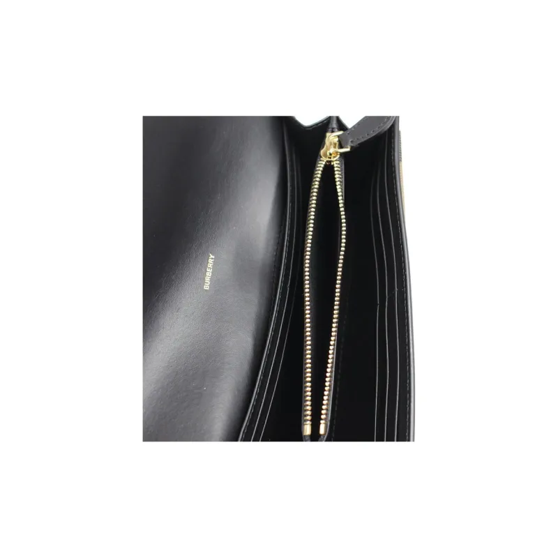 Burberry Canvas With Leather Wallet Women's Black Plaid-3