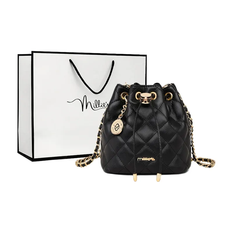 MILLIE'S Cow Leather Shoulder Bag Crossbody Bag Regular Women's Ecru/Black-4