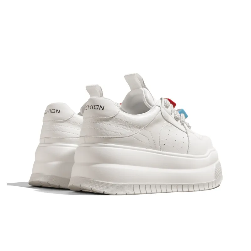 KODI Lightweight Breathable Height Increasing Low Top Skateboard Shoes Women's White-4