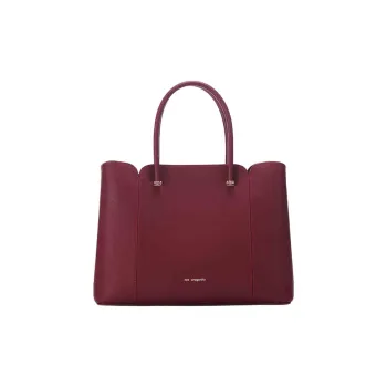 RED DRAGONFLY Split Cow Leather Kelly Bag, One Shoulder Handbag Medium Size Women's Burgundy/Black/Ecru
