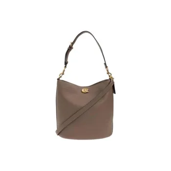 COACH Willow Litchi Grain Leather Bucket Bag, Portable Crossbody Bag, Shoulder Bag Tubas Women's Brown