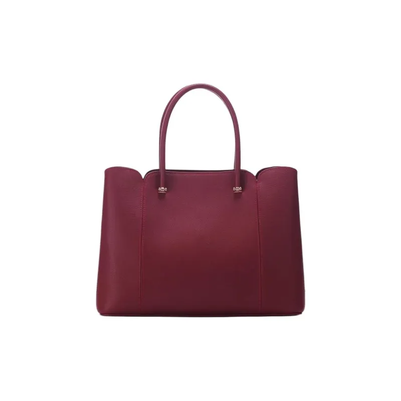 RED DRAGONFLY Split Cow Leather Kelly Bag, One Shoulder Handbag Medium Size Women's Burgundy/Black/Ecru-3