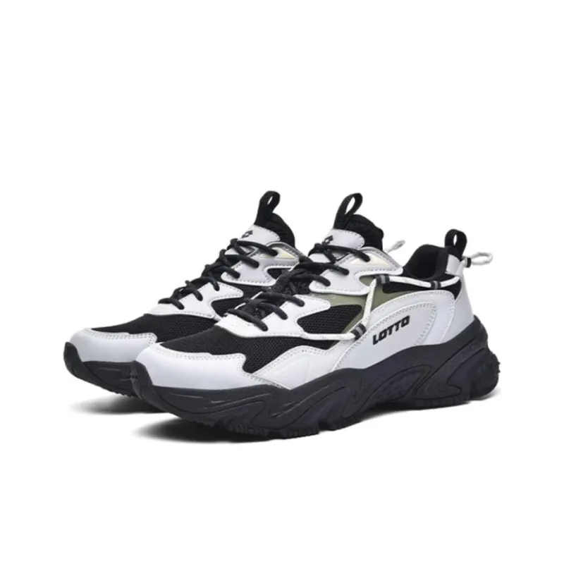 LOTTO Sportlife Anti Slip Wear Resistant Low Top Chunky Sneakers Men's Black Gray Color-2