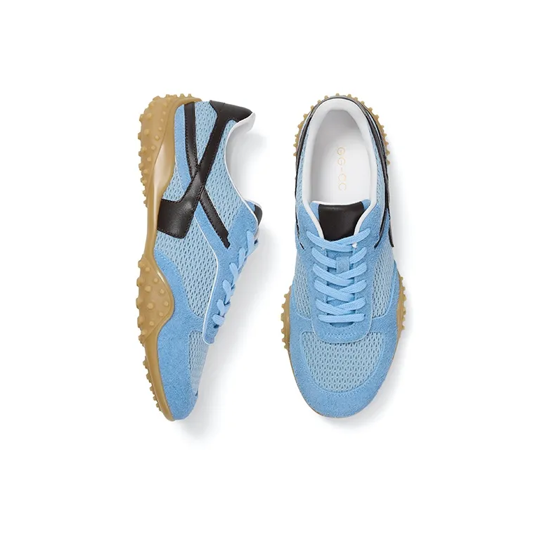 GG CC Skateboard Shoes Women's Low Top White/Blue/Yellow-8
