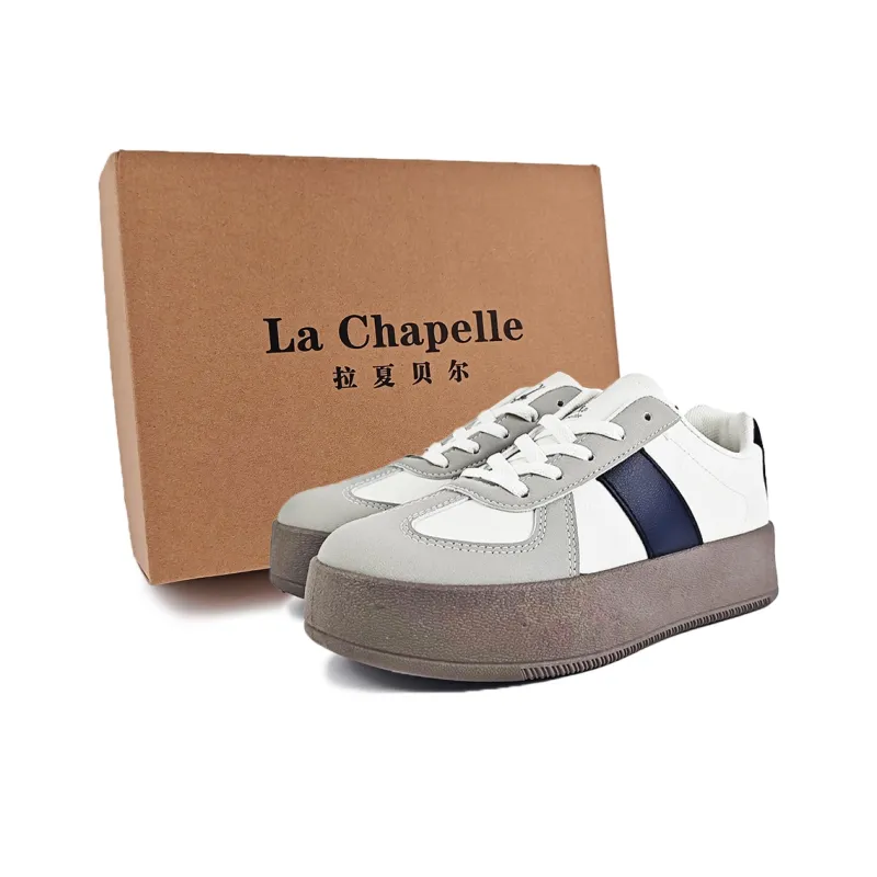 La Chapelle Skateboard Shoes Women's Low Top Beige Black-0