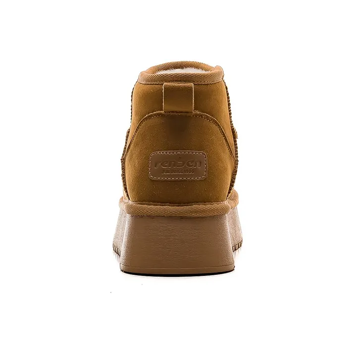 RENBEN Warm Wear Resistant Height Increasing Coverage Short Snow Boots Women's Camel-3