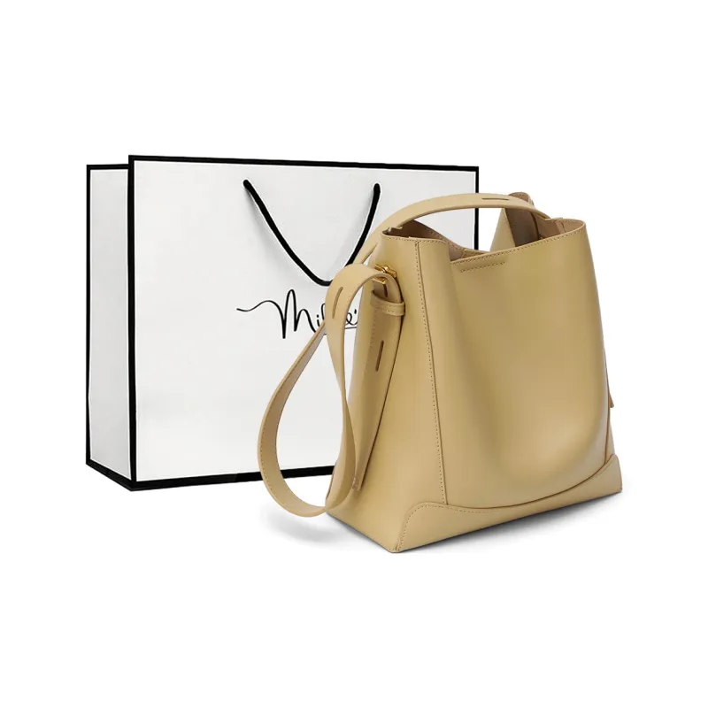 MILLIE'S Cow Leather Shoulder Bag Regular Women's Cocoa Brown/Vanilla Yellow/Light Oxygen White-5
