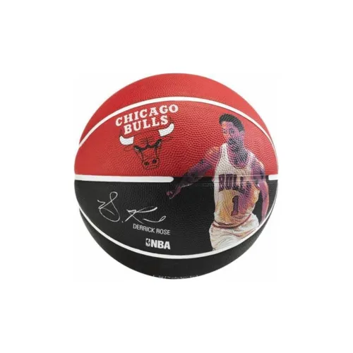 SPALDING Bulls, Rose Rubber Basketball Red Black Size 7 Ball Training Unisex