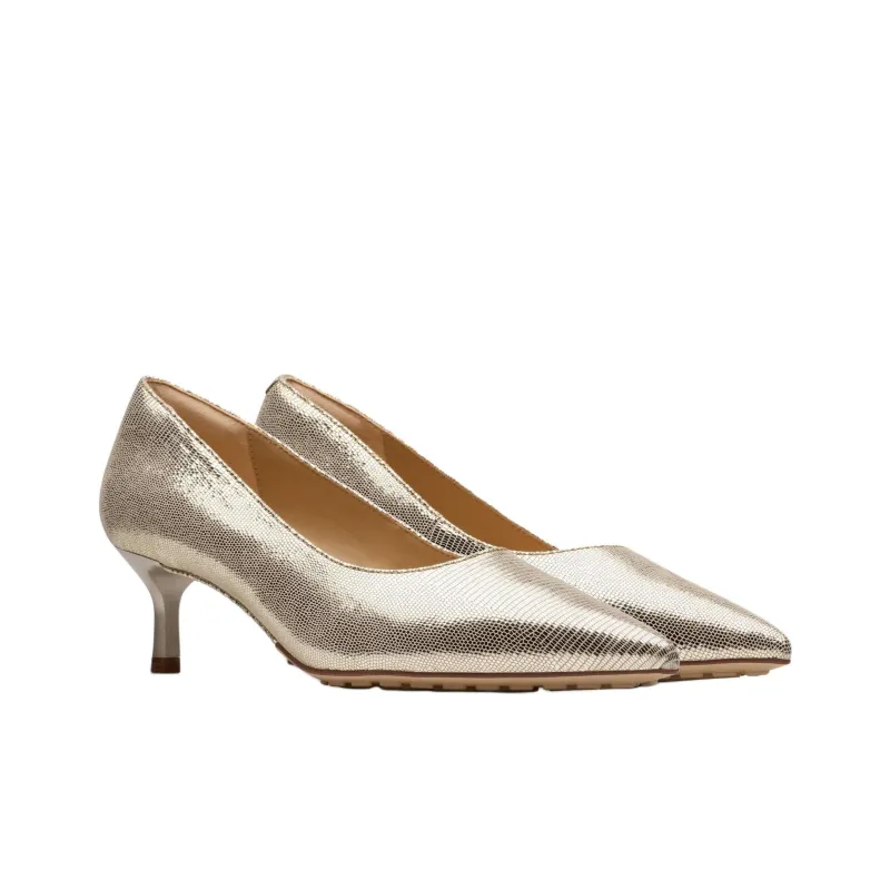 Clarks Adela Court Slim Heel High Heels 5.5cm Women's Gold-2