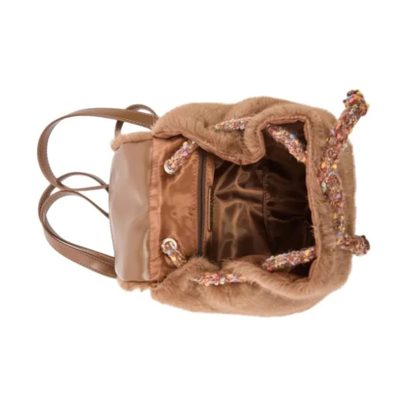 Three Blessings Fabric Backpack Medium Size Unisex Yellow/Brown/Premium White-8