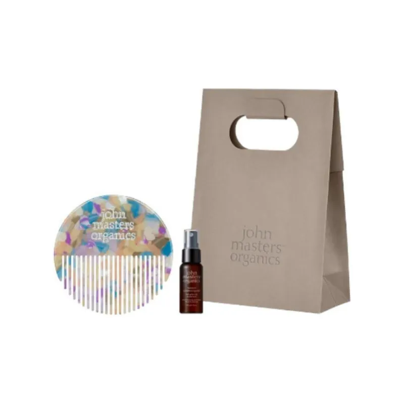 John Masters Organics G&C No-Rinse Treatment Spray Round Comb Set Complaisant-3