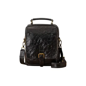Back Step Cow Leather Handbag Men's Black/Coffee