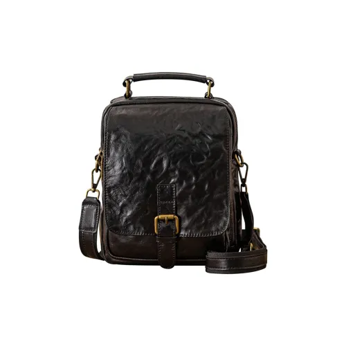 Back Step Cow Leather Handbag Men's Black/Coffee
