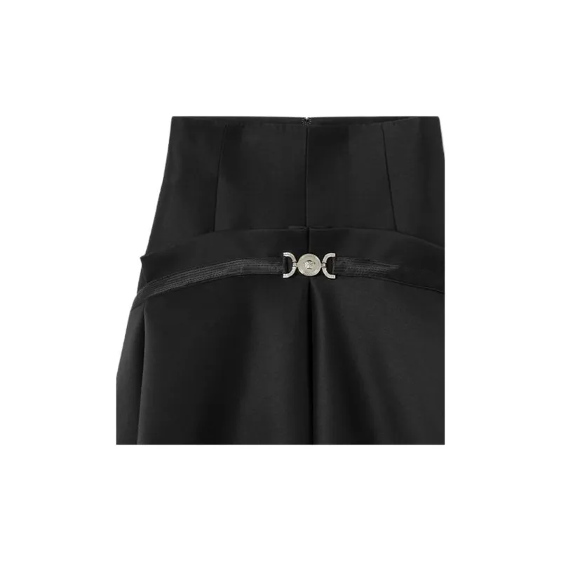 VERSACE Medusa 95 Box Pleat Mini Skirt 'Black'-2