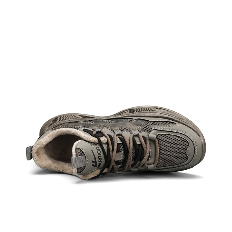 Warrior Slip Resistant, Abrasion Resistant, Thermal Low Top Chunky Sneakers Men's Light Khaki Black-2