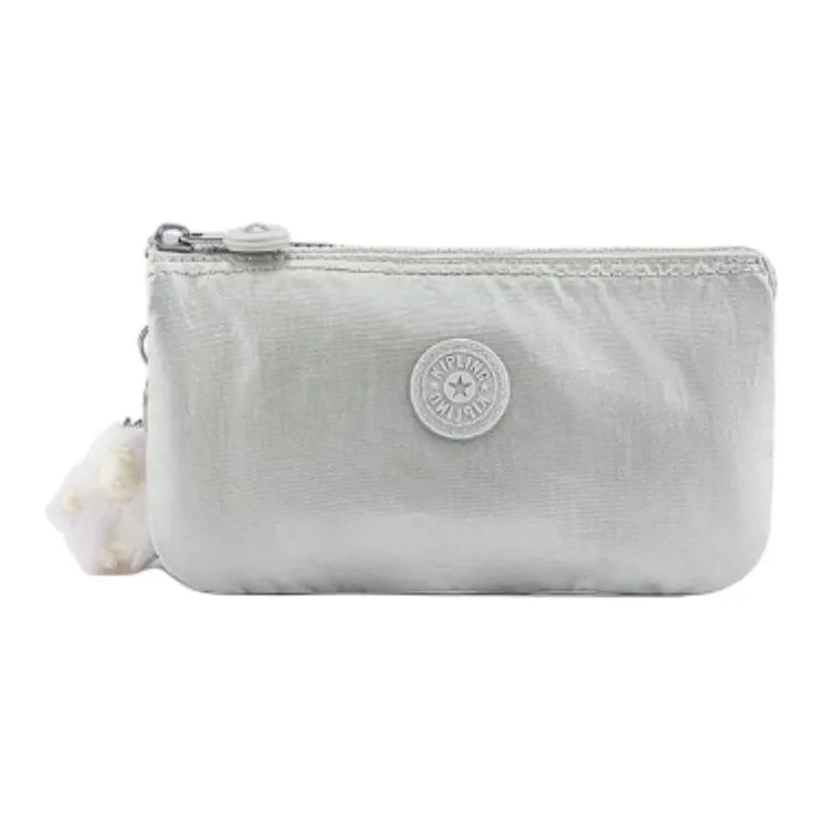 Kipling Fabric Clutch Small Size Women's Metallic Silver-0