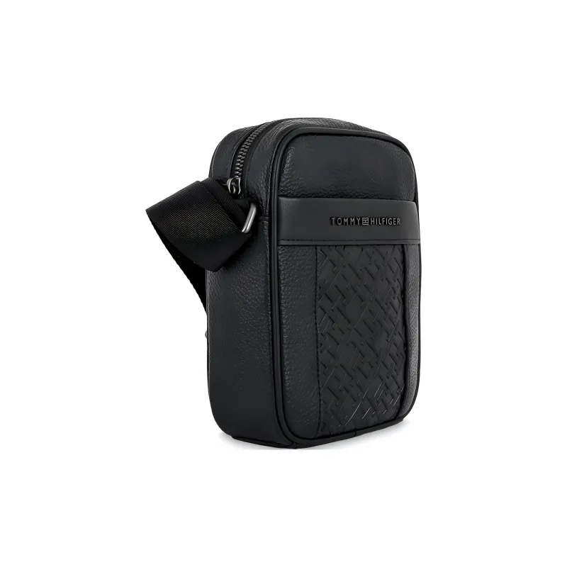 Tommy Hilfiger TH Monogram Polyurethane Shoulder Bag, Crossbody Bag Regular Men's Black-2