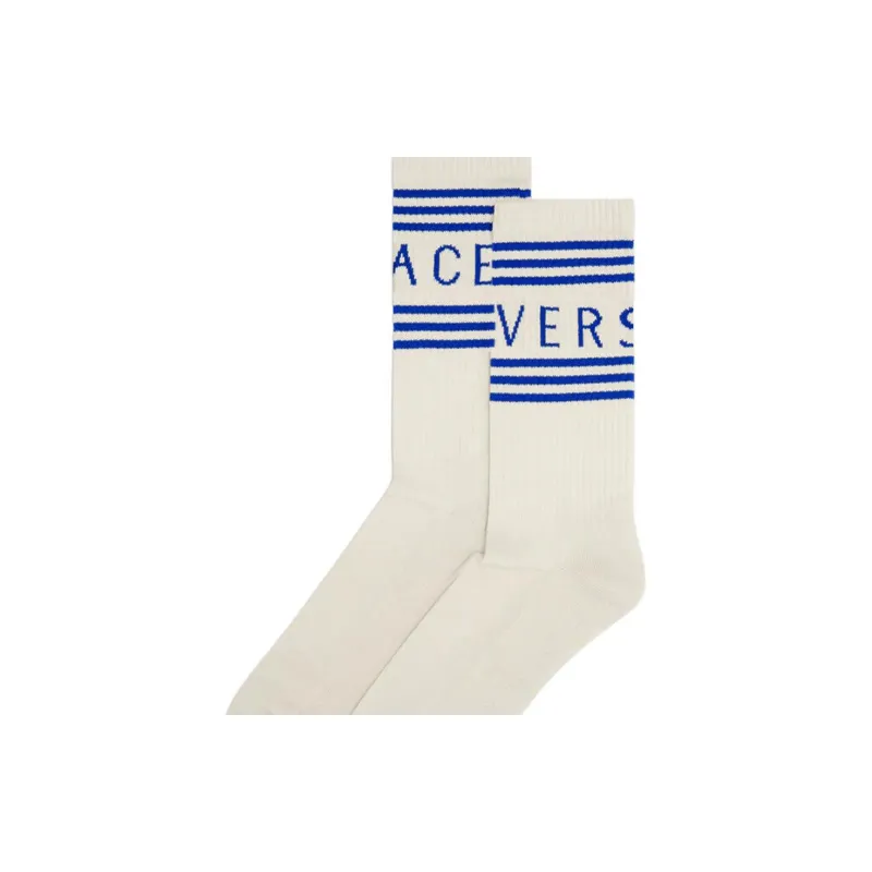 VERSACE Vintage Logo Socks 'Bone/Bluette'-1