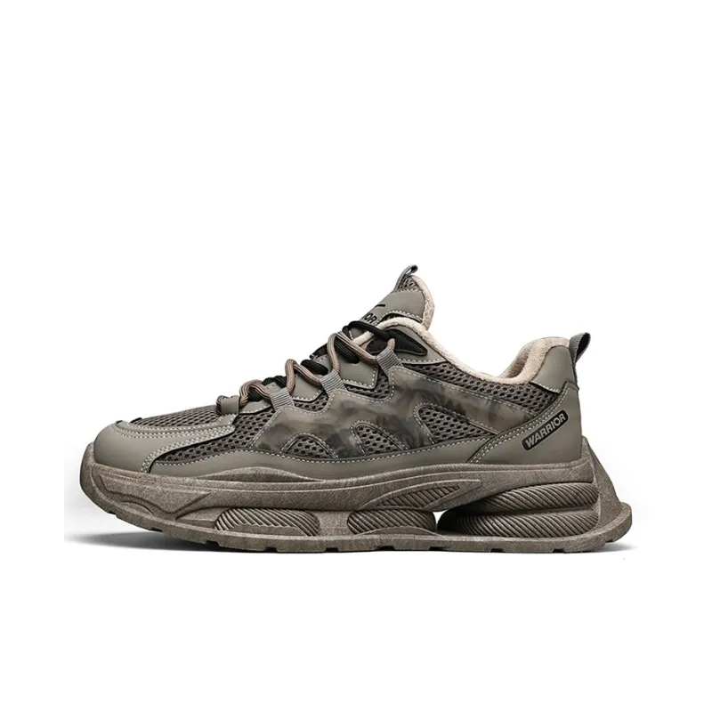 Warrior Slip Resistant, Abrasion Resistant, Thermal Low Top Chunky Sneakers Men's Light Khaki Black-0