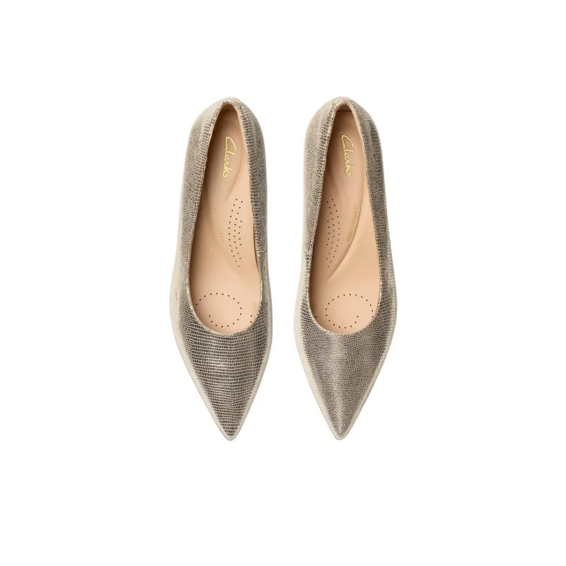 Clarks Adela Court Slim Heel High Heels 5.5cm Women's Gold-3