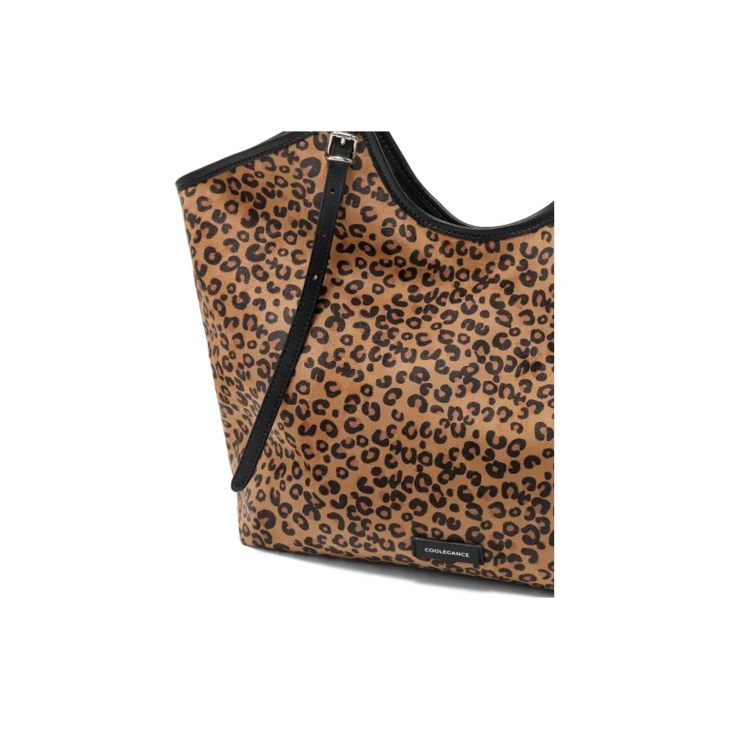 BELLE Fabric Tote Bag, Shoulder Bag Large Size Women's Brown-3