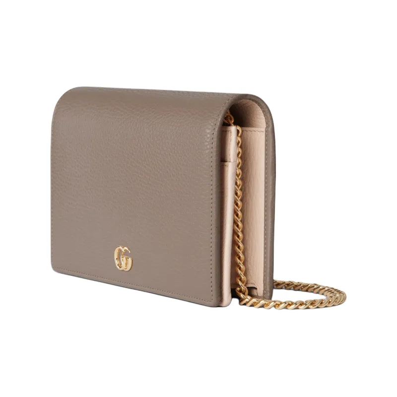 GUCCI GG Marmont Leather Crossbody Bag Shoulder Bag Mini Women's Taupe-1