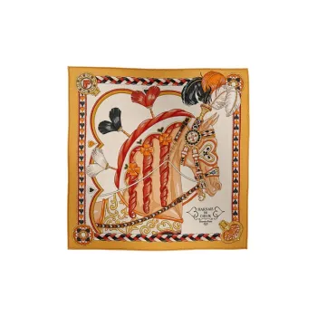 HERMES Cashmere Silk Mulberry Silk Silk Scarves Unisex Yellow
