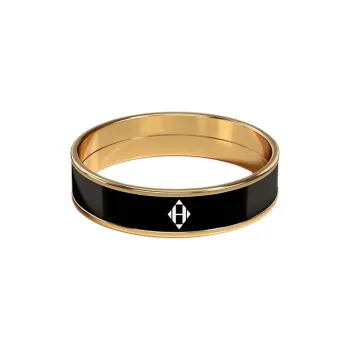 HERMES Enamel, Metal, Gold Plated Rings Unisex Black