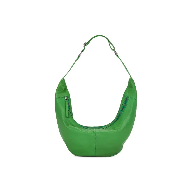 FREE PEOPLE Goatskin Handbag Shoulder Bag Unisex Dark Coffee/Green/Black-8