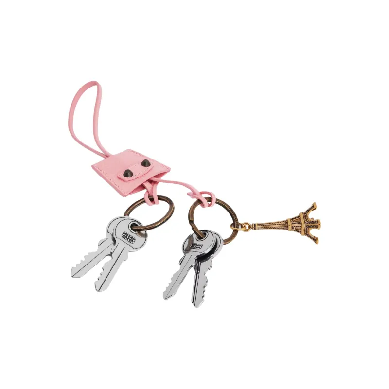 Balenciaga Lambskin Brass Steel Zinc Alloy Pendants Women's Pink-2