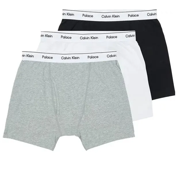 PALACE X Calvin Klein Boxer Briefs 3Pk 'Classic White/Light Grey Heather/Black'-0