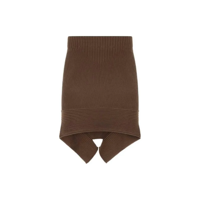 ANDREĀDAMO Asymmetric Hem Knitted Mini Skirt-1