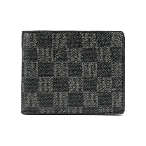 FAIRWHALE Synthetic Leather Wallet Men's Black Shades Plaid
