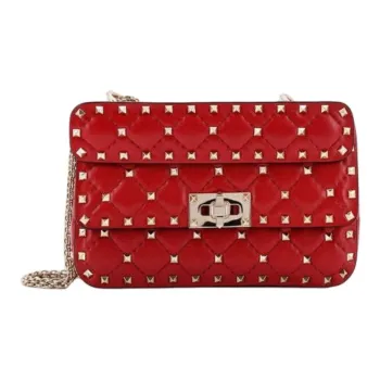 Valentino ROCKSTUD SPIKE Leather One Shoulder Handbag Small Size Women's Red