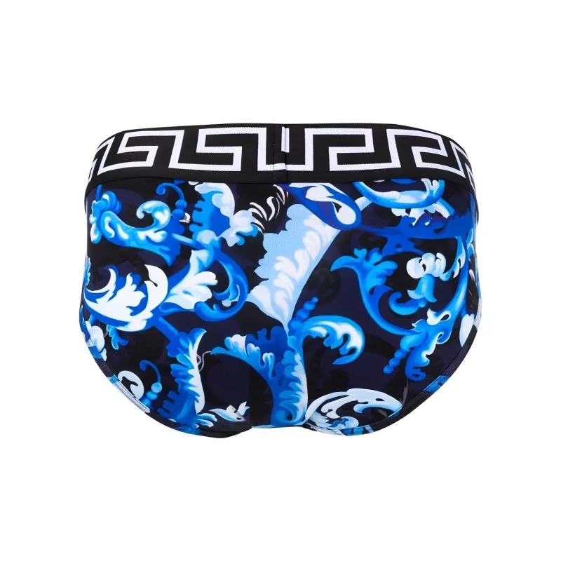 VERSACE Men's Baroccoflage Printing Briefs Blue-1