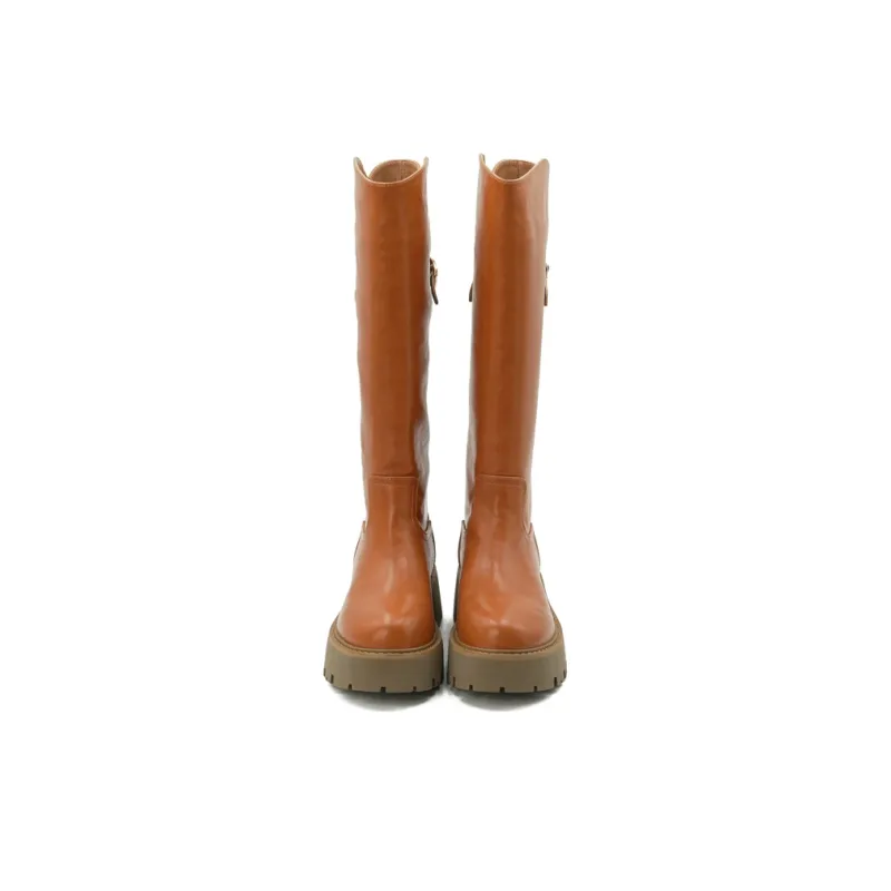 Little Sue Niche Design British Style Shiny Petite Commute Slim Shoes Trendy Versatile Fashion Knee-High Boots Women's-9