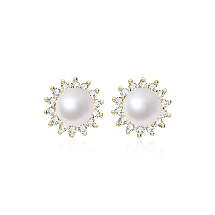 Yiru Gold Plated Copper Stud Earrings Women's-0