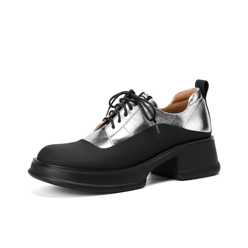 XICUNMINGWU Casual Single Shoes 4.8cm Women's Black Silver-0