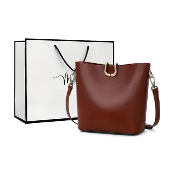 MILLIE'S Cow Leather Shoulder Bag, Crossbody Bag, Bucket Bag Regular Women's Brown/Orange Tea Brown