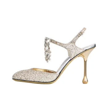 Jimmy Choo Verity Irregular Heel High Heels 9.5cm Women's Gold