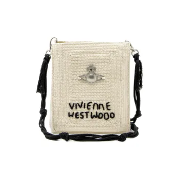 Vivienne Westwood Mabel Cotton Shoulder Bag Small Size Women's Cream