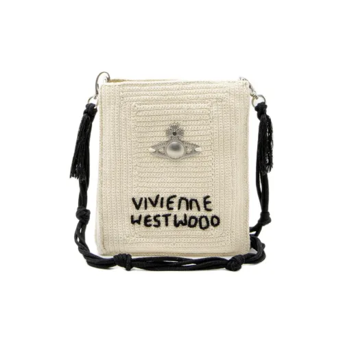 Vivienne Westwood Mabel Cotton Shoulder Bag Small Size Women's Cream