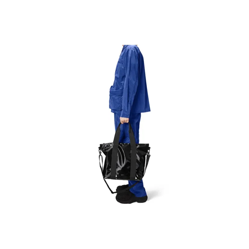 Rains Polyester Bonded Polyurethane Coating Tote Bag Shopping Bag Shoulder Bag Crossbody Bag Handbag Mini Unisex Black-2