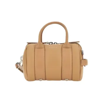 HOGAN Nappa Leather Bowling Bag Shoulder Bag Handbag Mini Women's Light Brown