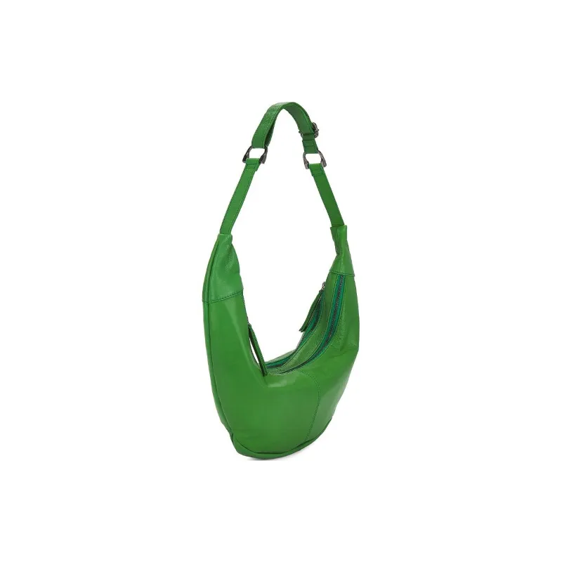 FREE PEOPLE Goatskin Handbag Shoulder Bag Unisex Dark Coffee/Green/Black-6
